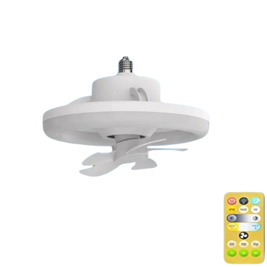 Ventilador de teto E27 com luz led e controle remoto, rotação 360 Extreme Wind