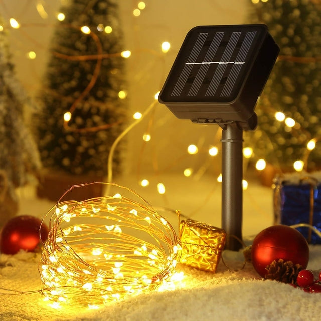 Pisca Pisca Natal Solar com 8 Modos de Iluminação - Instalação em 1 minuto